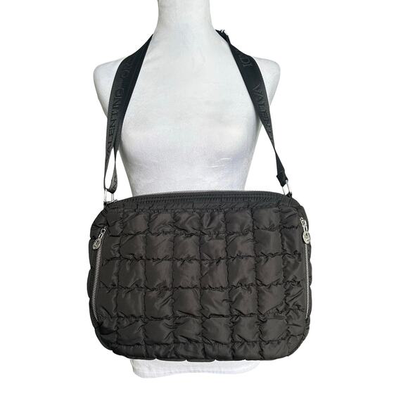NWT Valentino Orlandi Large Black Puffer Crossbody Bag Tote Purse Retail $199 - Picture 2 of 11